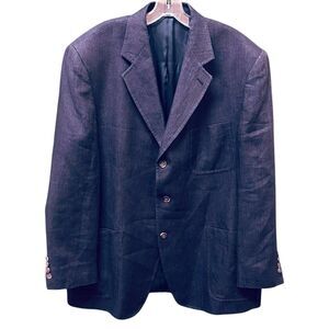 Brooks Brothers 346 Mens 44R Navy Blue 100% Linen Blazer Sport Coat 3 Button